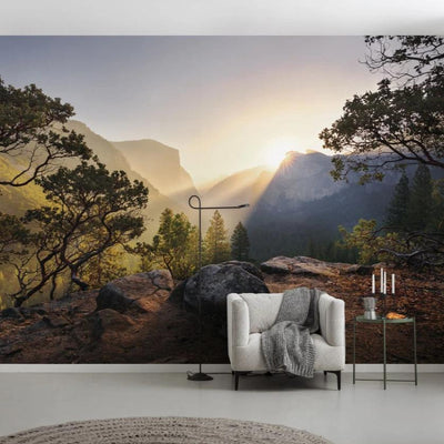 Mountain Meditation Mural Wallpaper-Wall Decor-ECO MURALS, LANDSCAPE WALLPAPERS, MOUNTAIN WALLPAPERS, MURALS, MURALS / WALLPAPERS, NON-WOVEN WALLPAPER-Forest Homes-Nature inspired decor-Nature decor