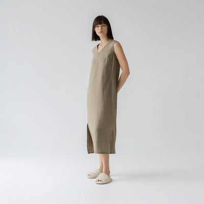 Nasturtium Khaki Linen Dress | Forest Homes Nasturtium Khaki Linen Dress | Forest Homes