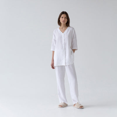 Optical White Linen Loungewear Set