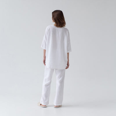 Optical White Linen Loungewear Set