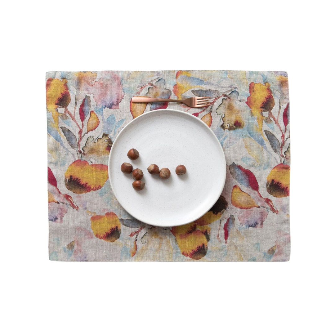 Orange Flow on Natural Linen Placemat