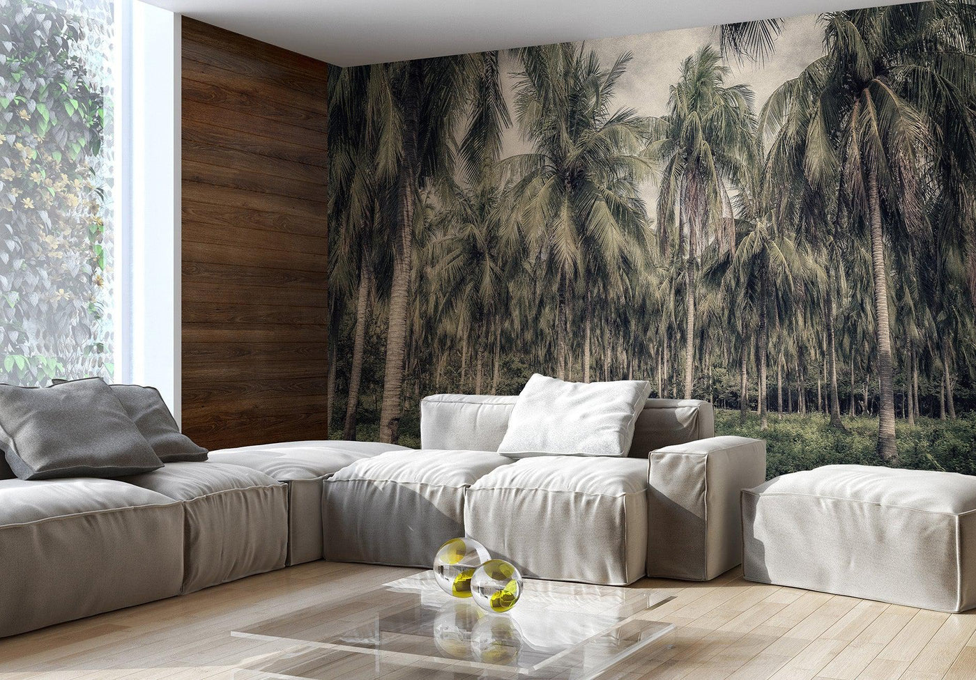 Palm Jungle Wallpaper-Wall Decor-ART WALLPAPER, ECO MURALS, JUNGLE WALLPAPER, LANDSCAPE WALLPAPERS, MURALS, MURALS / WALLPAPERS, TROPICAL MURAL-Forest Homes-Nature inspired decor-Nature decor