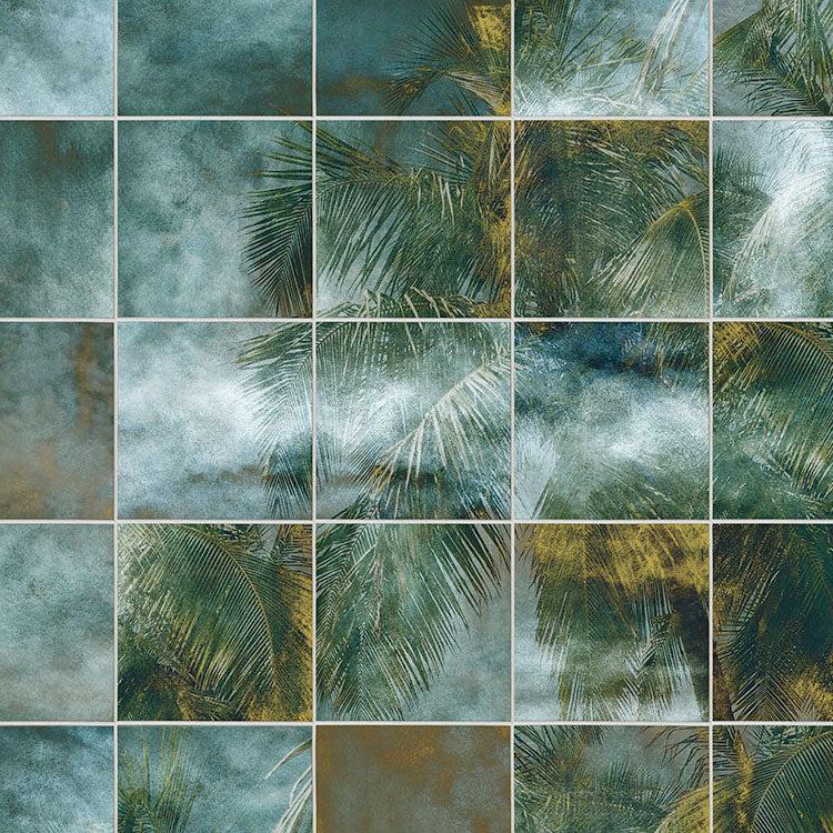 Palm Squares Mural Wallpaper-Wall Decor-ECO MURALS, FLORAL WALLPAPERS, MURALS, MURALS / WALLPAPERS, NON-WOVEN WALLPAPER, PALM WALLPAPER-Forest Homes-Nature inspired decor-Nature decor