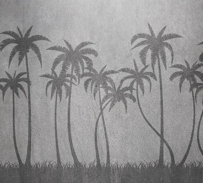 Palm Tree Silhouette Mural Wallpaper-Wall Decor-BLACK & WHITE WALLPAPER, DESIGN WALLPAPERS, ECO MURALS, MURALS, MURALS / WALLPAPERS, PALM WALLPAPER-Forest Homes-Nature inspired decor-Nature decor