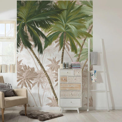 Akari Palms Mural Wallpaper-Wall Decor-ECO MURALS, MURALS, MURALS / WALLPAPERS, NON-WOVEN WALLPAPER, PALM WALLPAPER, TROPICAL MURAL, TROPICAL WALLPAPERS-Forest Homes-Nature inspired decor-Nature decor