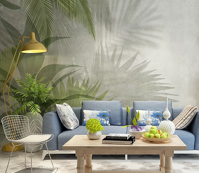 Palms and Plants Mural Wallpaper-Wall Decor-DESIGN WALLPAPERS, ECO MURALS, LEAF WALLPAPER, MURALS, MURALS / WALLPAPERS, PALM WALLPAPER-Forest Homes-Nature inspired decor-Nature decor