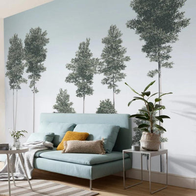 Kaori Trees Mural Wallpaper-Wall Decor-ECO MURALS, LEAF WALLPAPER, MURALS, MURALS / WALLPAPERS, NON-WOVEN WALLPAPER-Forest Homes-Nature inspired decor-Nature decor
