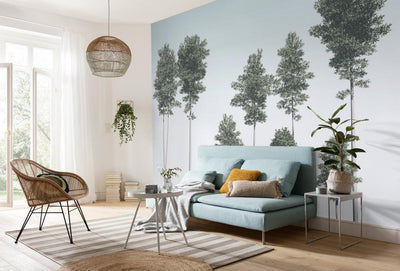 Kaori Trees Mural Wallpaper-Wall Decor-ECO MURALS, LEAF WALLPAPER, MURALS, MURALS / WALLPAPERS, NON-WOVEN WALLPAPER-Forest Homes-Nature inspired decor-Nature decor