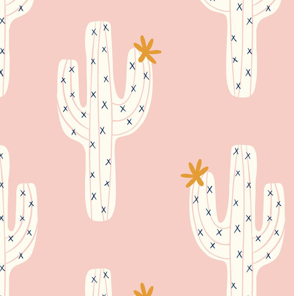 Pink Pastel Cactus Mural Wallpaper (m²)-Wall Decor-CACTUS WALLPAPERS, MURALS, MURALS / WALLPAPERS, NATURE WALL ART, NON-WOVEN WALLPAPER-Forest Homes-Nature inspired decor-Nature decor