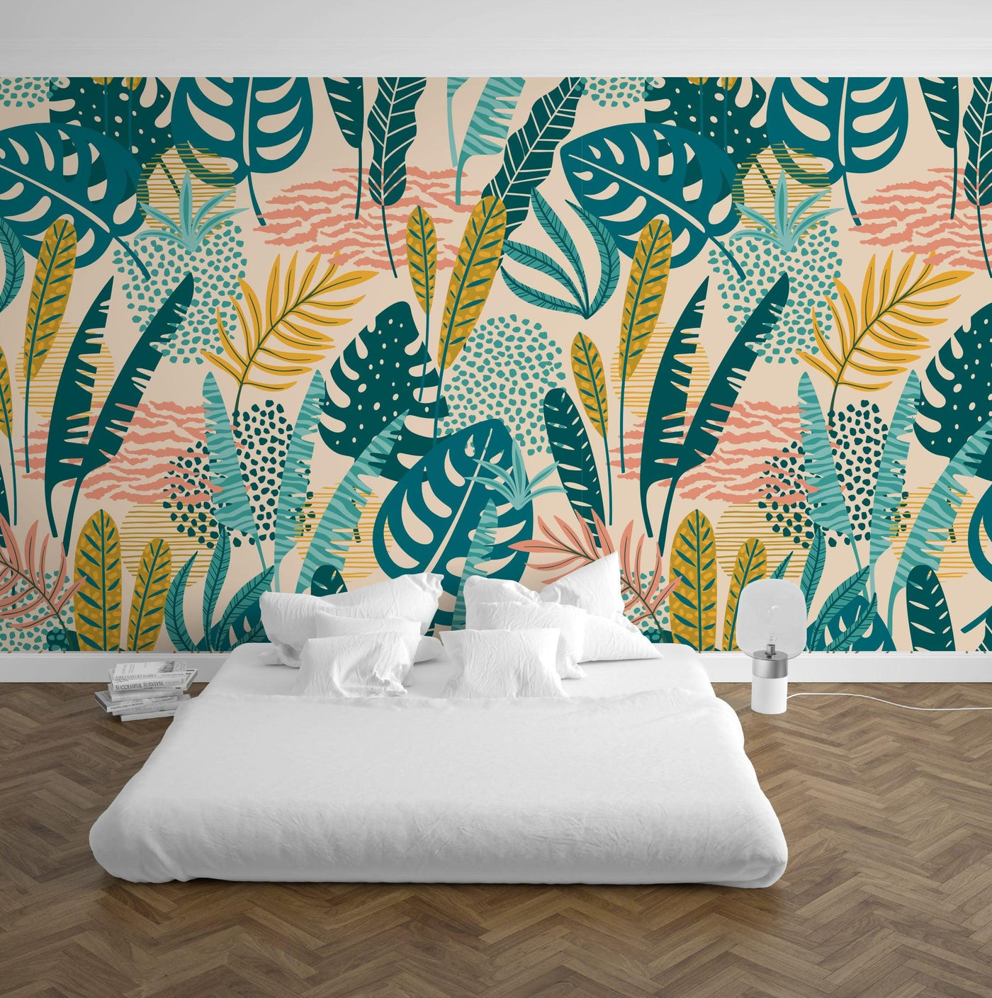 Pop Leaves Mural Wallpaper (m²)-Wall Decor-LEAF WALLPAPER, MURALS, MURALS / WALLPAPERS, NATURE WALL ART, NON-WOVEN WALLPAPER-Forest Homes-Nature inspired decor-Nature decor