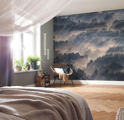 Rays in Clouds Wallpaper Mural-Wall Decor-ECO MURALS, LANDSCAPE WALLPAPERS, MURALS, MURALS / WALLPAPERS, NON-WOVEN WALLPAPER-Forest Homes-Nature inspired decor-Nature decor