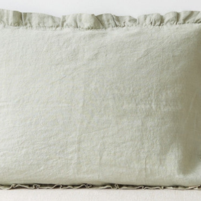 Sage Linen Pillowcase with Frills