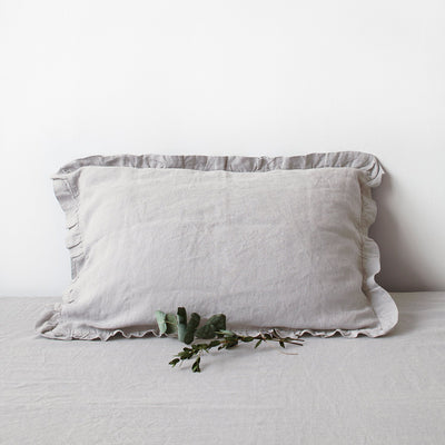 Silver Linen Pillowcase with Frills