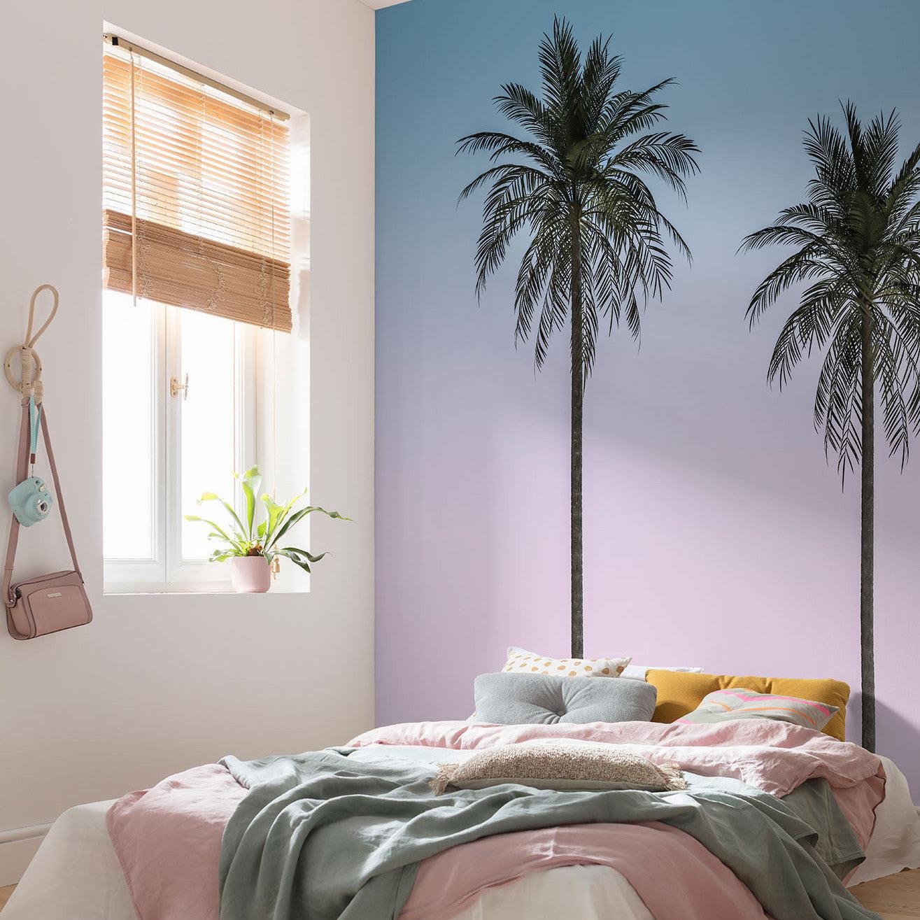 Cali Sunset Wallpaper Mural-Wall Decor-ECO MURALS, JUNGLE WALLPAPER, LANDSCAPE WALLPAPERS, MURALS, MURALS / WALLPAPERS, NON-WOVEN WALLPAPER, PALM WALLPAPER, TROPICAL MURAL-Forest Homes-Nature inspired decor-Nature decor
