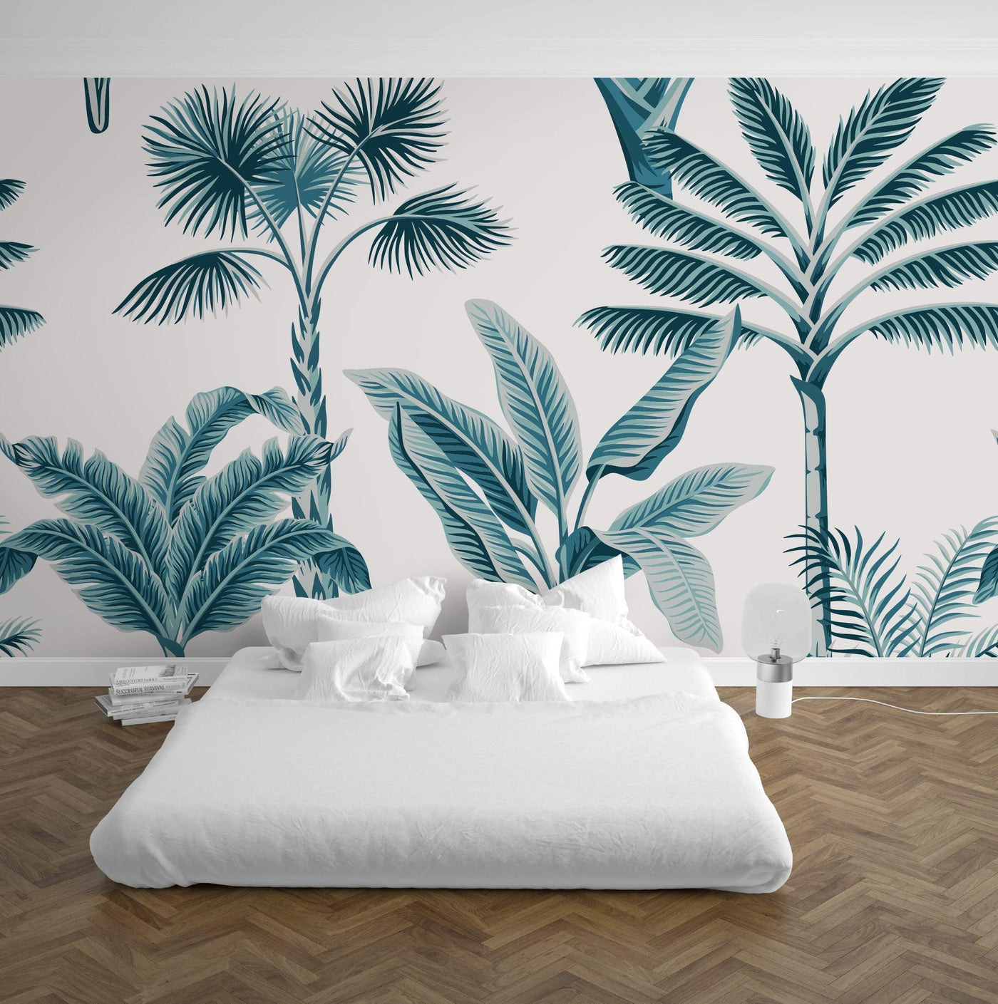 Sleek Palms Mural Wallpaper (m²)-Wall Decor-LEAF WALLPAPER, MURALS, MURALS / WALLPAPERS, NATURE WALL ART, NON-WOVEN WALLPAPER, PALM WALLPAPER, TROPICAL MURAL, TROPICAL WALLPAPERS-Forest Homes-Nature inspired decor-Nature decor