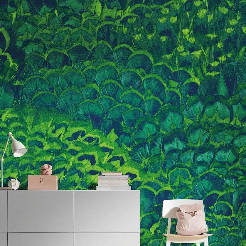 Soothing Feathers Mural Wallpaper-Wall Decor-ECO MURALS, FLORAL WALLPAPERS, MURALS, MURALS / WALLPAPERS, NON-WOVEN WALLPAPER, TROPICAL MURAL-Forest Homes-Nature inspired decor-Nature decor