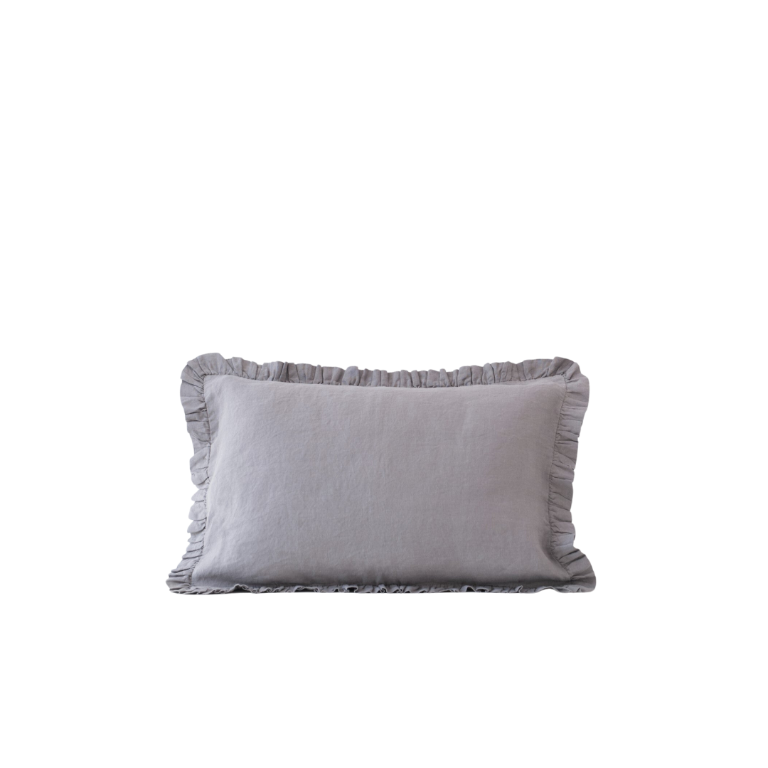 Ash Linen Pillowcase with Frills