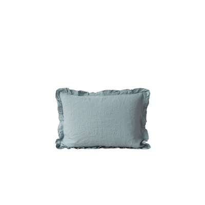 Blue Fog Linen Pillowcase with Frills