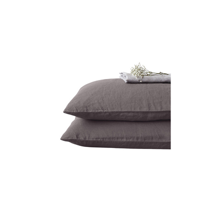 Dark Grey Linen Pillowcase