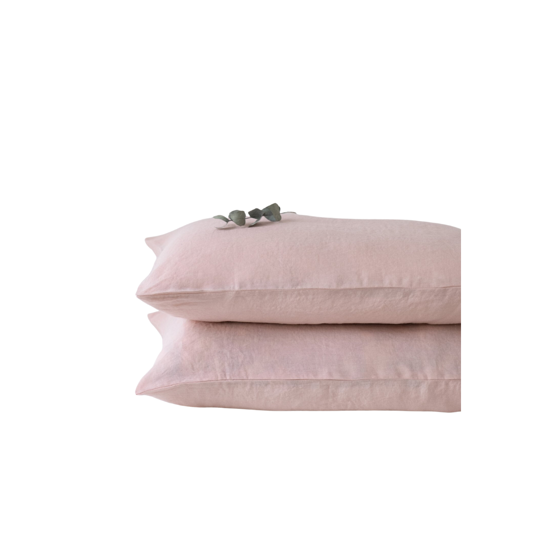 Misty Rose Linen Pillowcase