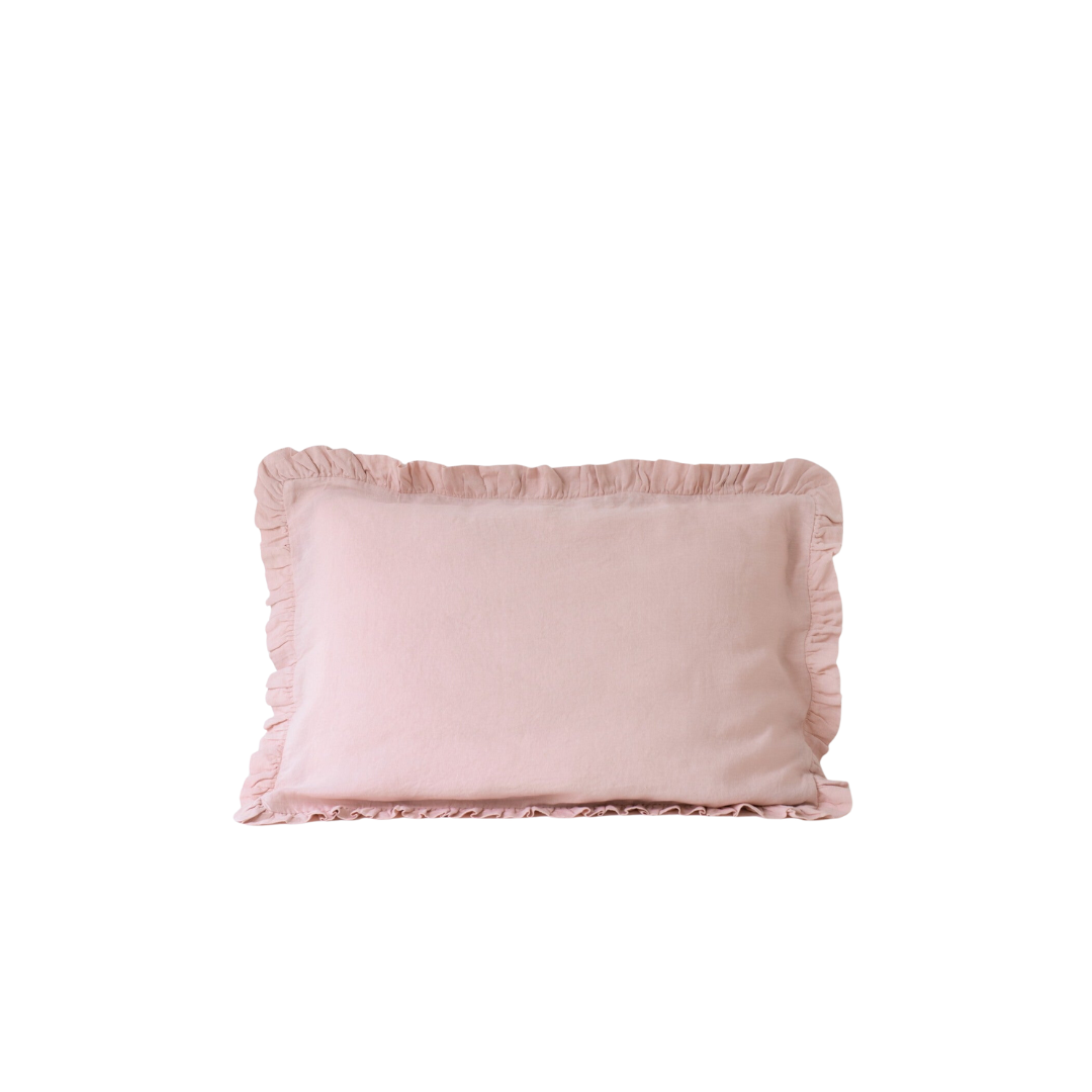 Misty Rose Linen Pillowcase with Frills