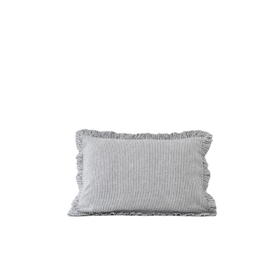 Thin Black Stripes Linen Pillowcase with Frills