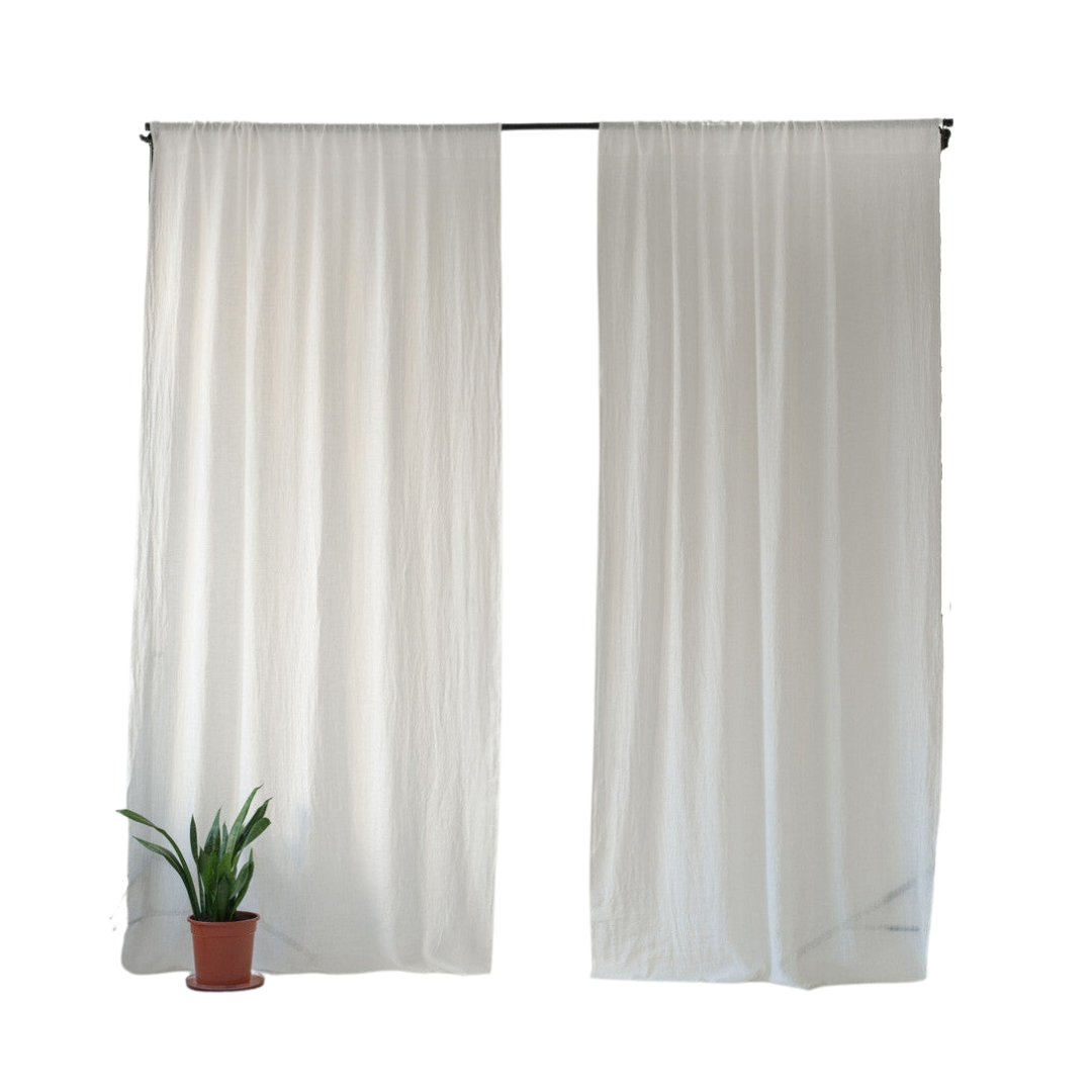 White Linen Curtains (Tunnel Top)
