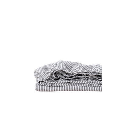 Thin Black Stripes Linen Fitted Sheet