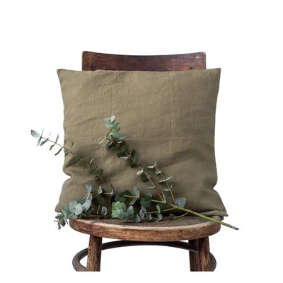 Olive Green Linen Cushion Cover