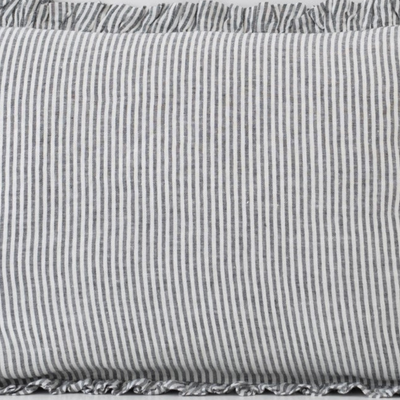 Thin Black Stripes Linen Pillowcase with Frills