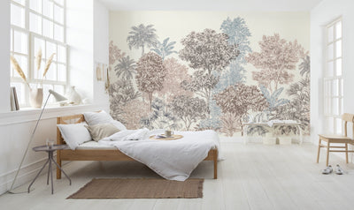 Trees in Harmony Mural Wallpaper-Wall Decor-ART WALLPAPER, ECO MURALS, LEAF WALLPAPER, MURALS, MURALS / WALLPAPERS, NON-WOVEN WALLPAPER, PALM WALLPAPER, TREE WALLPAPER-Forest Homes-Nature inspired decor-Nature decor
