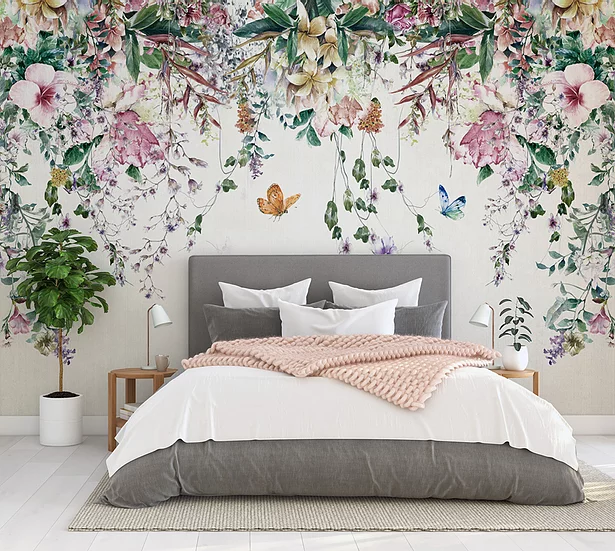 Vine Haven Mural Wallpaper-Wall Decor-DESIGN WALLPAPERS, ECO MURALS, FLORAL WALLPAPERS, MURALS, MURALS / WALLPAPERS-Forest Homes-Nature inspired decor-Nature decor
