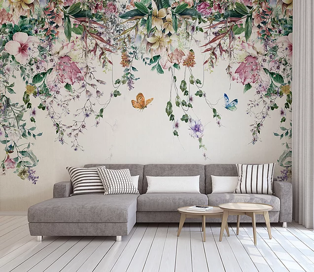 Vine Haven Mural Wallpaper-Wall Decor-DESIGN WALLPAPERS, ECO MURALS, FLORAL WALLPAPERS, MURALS, MURALS / WALLPAPERS-Forest Homes-Nature inspired decor-Nature decor