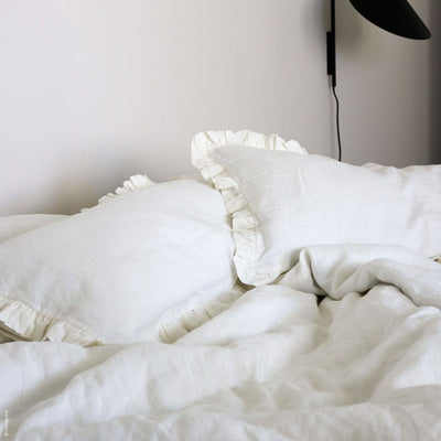 White Linen Pillowcase with Frills