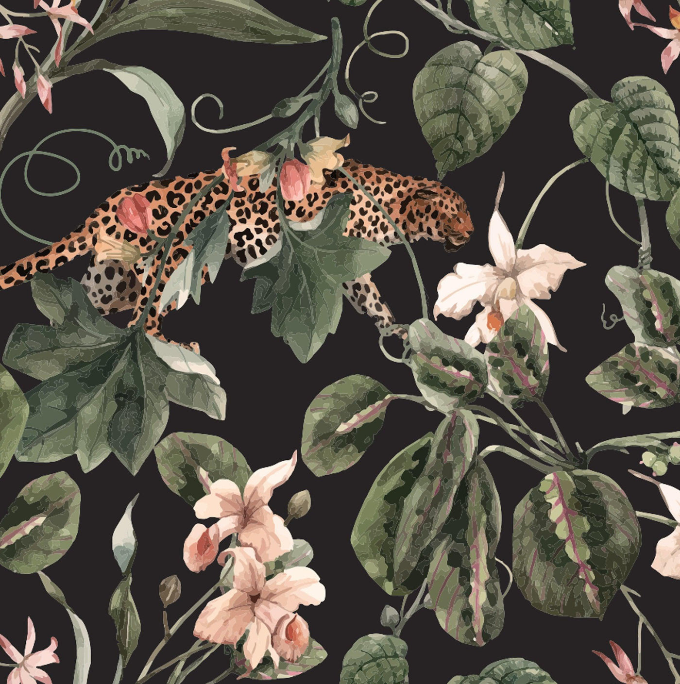Wilderness and Flowers Mural Wallpaper (m²)-Wall Decor-ANIMALS WALLPAPER, FLORAL WALLPAPERS, LEAF WALLPAPER, MURALS, MURALS / WALLPAPERS, NATURE WALL ART, NON-WOVEN WALLPAPER, TROPICAL WALLPAPERS-Forest Homes-Nature inspired decor-Nature decor