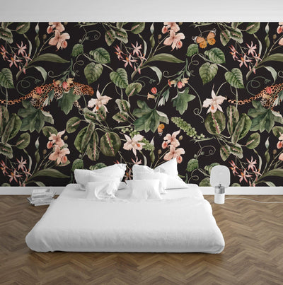 Wilderness and Flowers Mural Wallpaper (m²)-Wall Decor-ANIMALS WALLPAPER, FLORAL WALLPAPERS, LEAF WALLPAPER, MURALS, MURALS / WALLPAPERS, NATURE WALL ART, NON-WOVEN WALLPAPER, TROPICAL WALLPAPERS-Forest Homes-Nature inspired decor-Nature decor