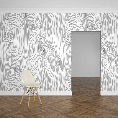 Wood Lines Mural Wallpaper (m²)-Wall Decor-ABSTRACT WALLPAPERS, BLACK & WHITE WALLPAPER, DESIGN WALLPAPERS, MURALS, MURALS / WALLPAPERS, NATURE WALL ART, NON-WOVEN WALLPAPER, PATTERN WALLPAPERS-Forest Homes-Nature inspired decor-Nature decor