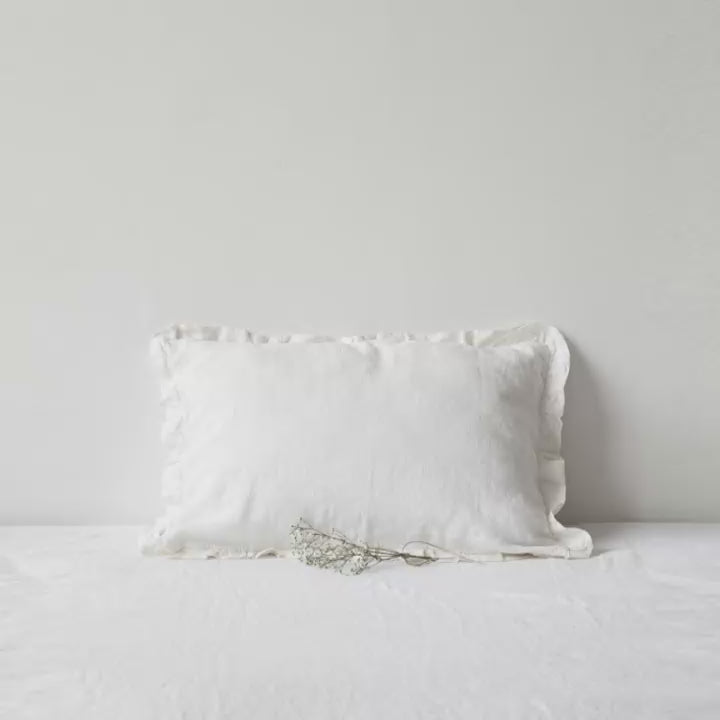 White Linen Pillowcase with Frills