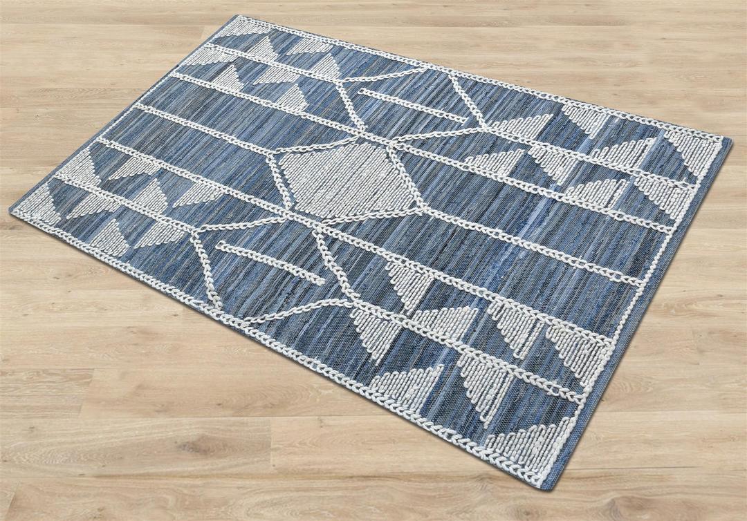 Austin Blue Recycled Denim & Wool Rug-Furnishings-NZ WOOL & WOOL RUGS, RECYCLED FABRICS RUGS, RUGS, SUSTAINABLE DECOR-Forest Homes-Nature inspired decor-Nature decor