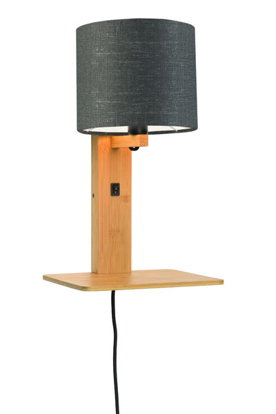 Andes Bamboo Linen Wall Lamp w/ Shelf