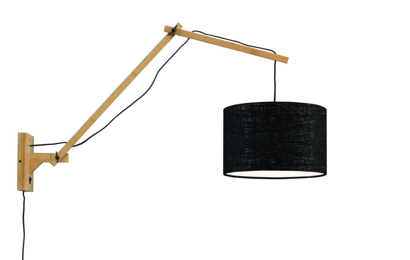 Andes Bamboo Linen Wall Light (Long Arm)