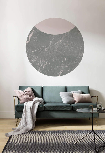 Crescent Marble Circle Wall Art (Self-Adhesive)-Wall Decor-ABSTRACT WALLPAPERS, ART WALLPAPER, CIRCLE WALL ART, ECO MURALS, NATURE WALL ART, PATTERN WALLPAPERS, SUSTAINABLE DECOR-Forest Homes-Nature inspired decor-Nature decor