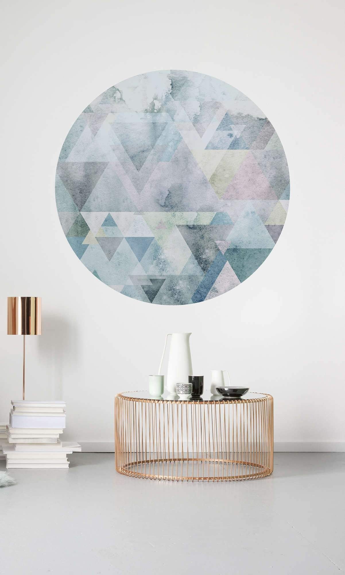 Cerulean Prisms Circle Wall Art (Self-Adhesive)-Wall Decor-ABSTRACT WALLPAPERS, ART WALLPAPER, CIRCLE WALL ART, ECO MURALS, NATURE WALL ART, PATTERN WALLPAPERS, SUSTAINABLE DECOR-Forest Homes-Nature inspired decor-Nature decor