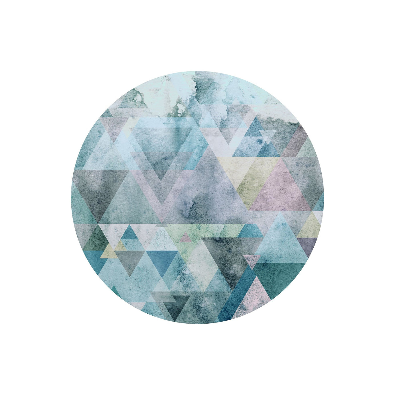 Cerulean Prisms Circle Wall Art (Self-Adhesive)-Wall Decor-ABSTRACT WALLPAPERS, ART WALLPAPER, CIRCLE WALL ART, ECO MURALS, NATURE WALL ART, PATTERN WALLPAPERS, SUSTAINABLE DECOR-Forest Homes-Nature inspired decor-Nature decor