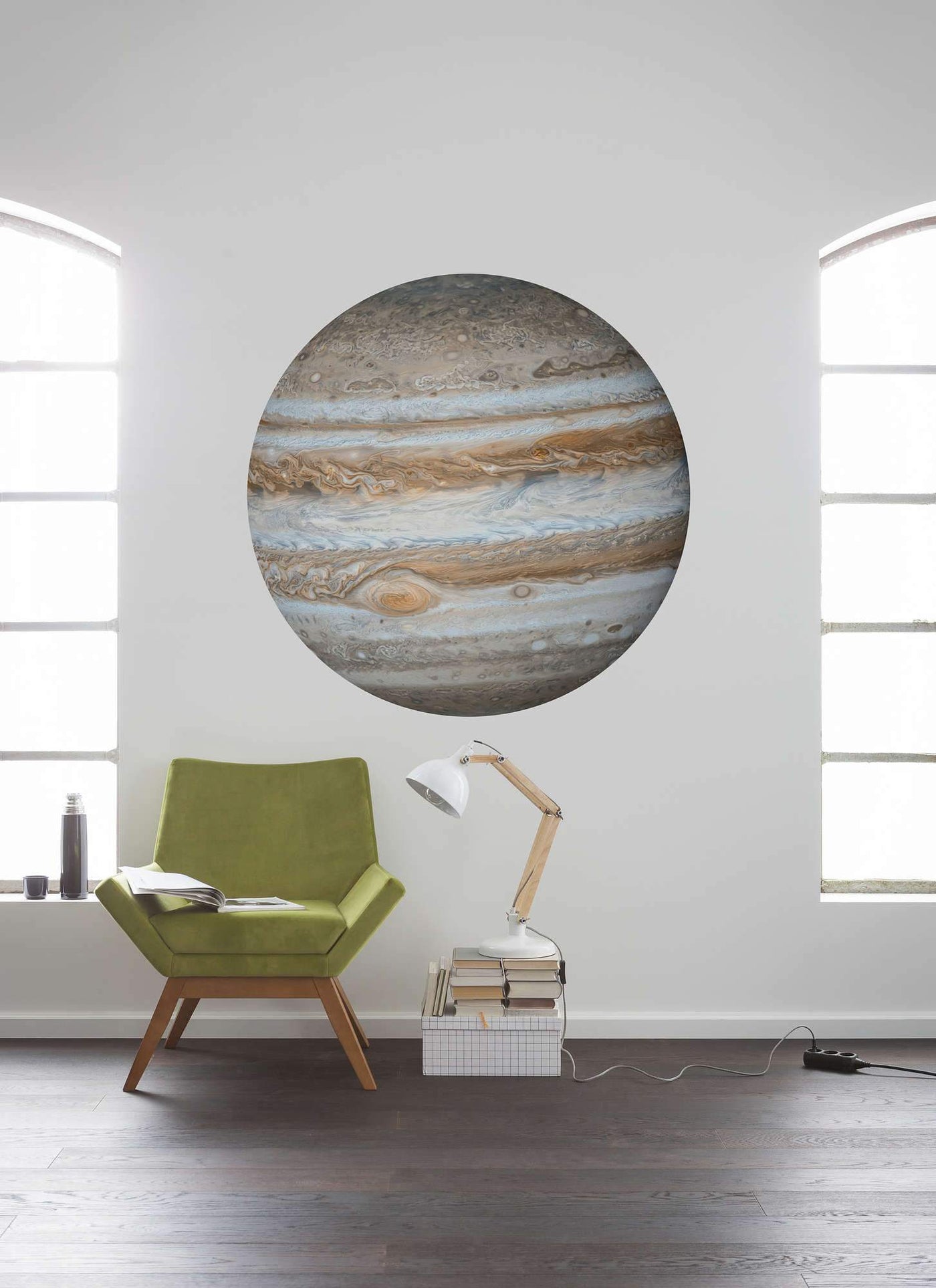Planet Jupiter Circle Wall Art (Self-Adhesive)-Wall Decor-ABSTRACT WALLPAPERS, ART WALLPAPER, CIRCLE WALL ART, ECO MURALS, NATURE WALL ART, PATTERN WALLPAPERS, SUSTAINABLE DECOR-Forest Homes-Nature inspired decor-Nature decor