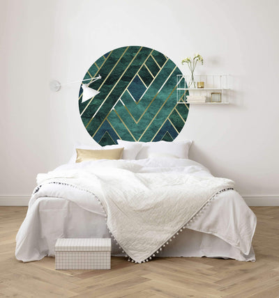 Nature Art Deco Circle Wall Art (Self-Adhesive)-Wall Decor-ABSTRACT WALLPAPERS, ART WALLPAPER, CIRCLE WALL ART, ECO MURALS, NATURE WALL ART, PATTERN WALLPAPERS, SUSTAINABLE DECOR-Forest Homes-Nature inspired decor-Nature decor
