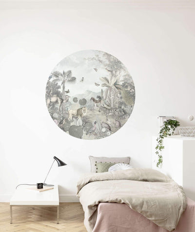 Magical Jungle Circle Wall Art (Self-Adhesive)-Wall Decor-ABSTRACT WALLPAPERS, ART WALLPAPER, CIRCLE WALL ART, ECO MURALS, NATURE WALL ART, PATTERN WALLPAPERS, SUSTAINABLE DECOR-Forest Homes-Nature inspired decor-Nature decor