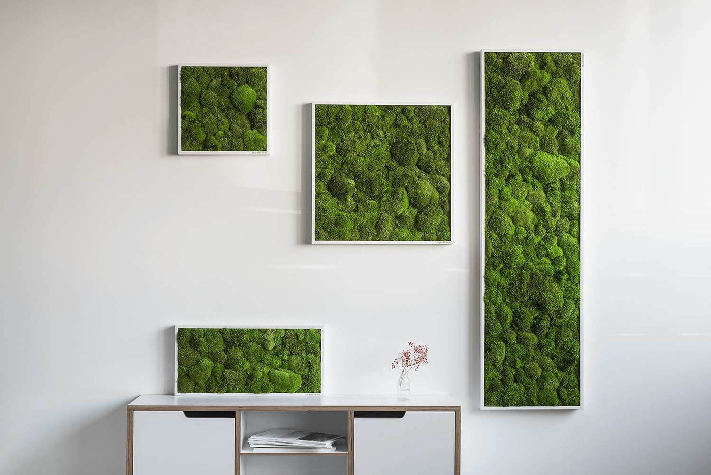 Living Moss Wall Art Indoor Framed Large Green Plant Decor No Care Vertical  Garden Woodland Wall Art Ideal for Office Environments 