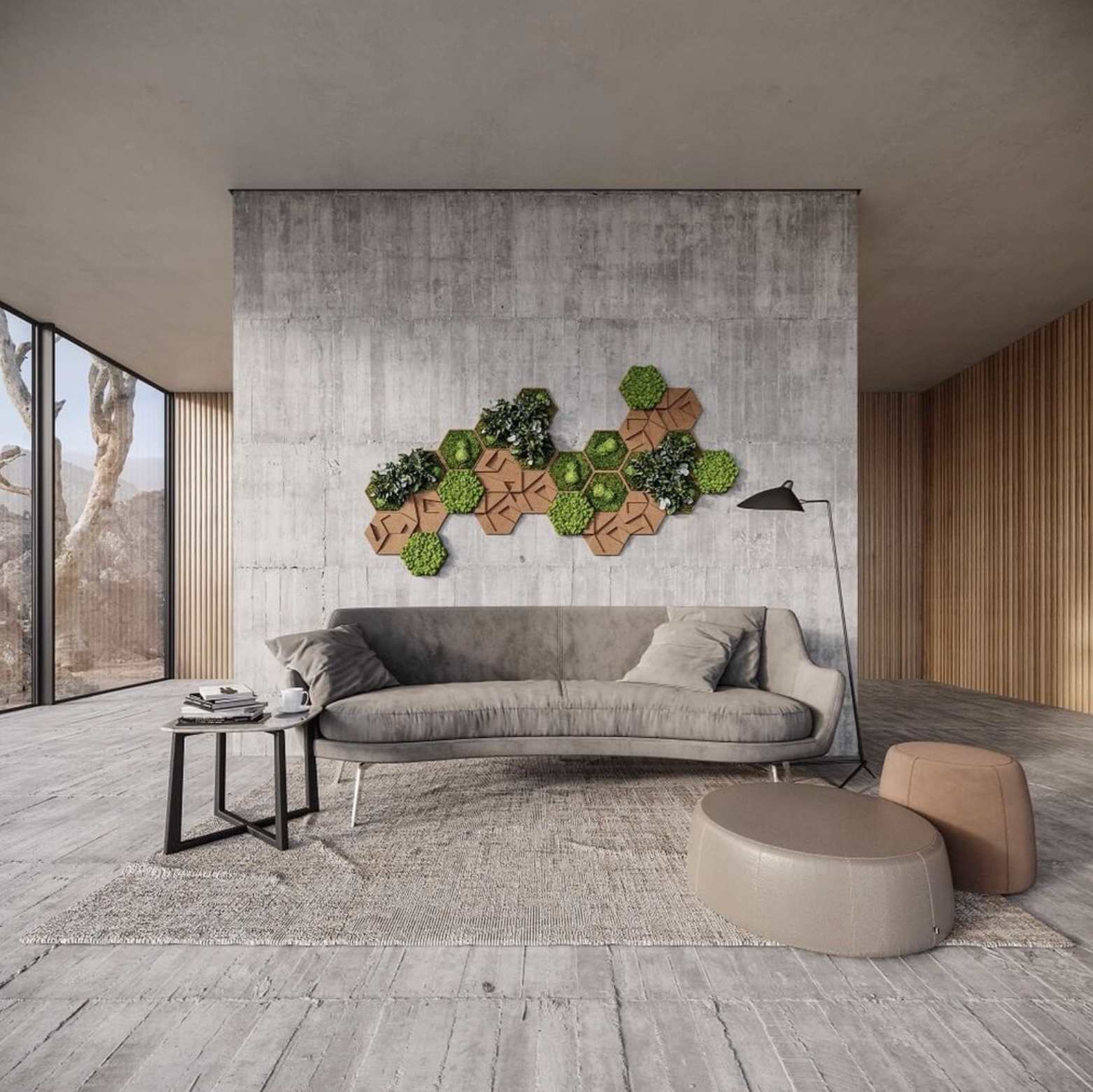 Cork Hexagons Moss Wall Art