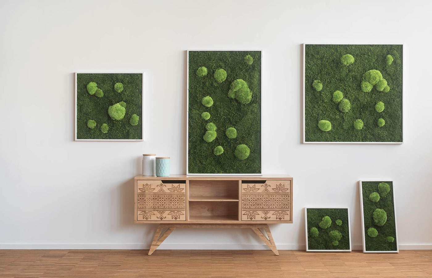 Green Wide Moss Wall Art (140x40cm)-Wall Decor-MOSS FRAMES, MOSS PICTURES, MOSS WALL ART, PLANTS-Forest Homes-Nature inspired decor-Nature decor